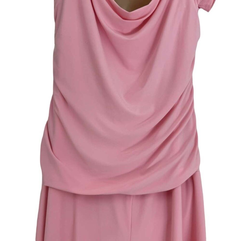 Candela Womens Pink Jersey Knit Scoop Neck Midi Stretch Dress Cap Sleeve sz 16 - Picture 5 of 13